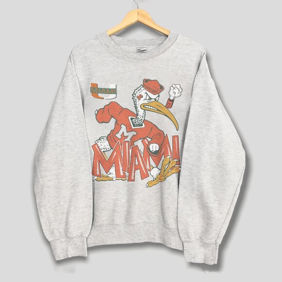 Vintage 90s Miami Hurricanes Sweatshirt University Of Miami Hurricanes Shirt Tee - Picture 1 of 2